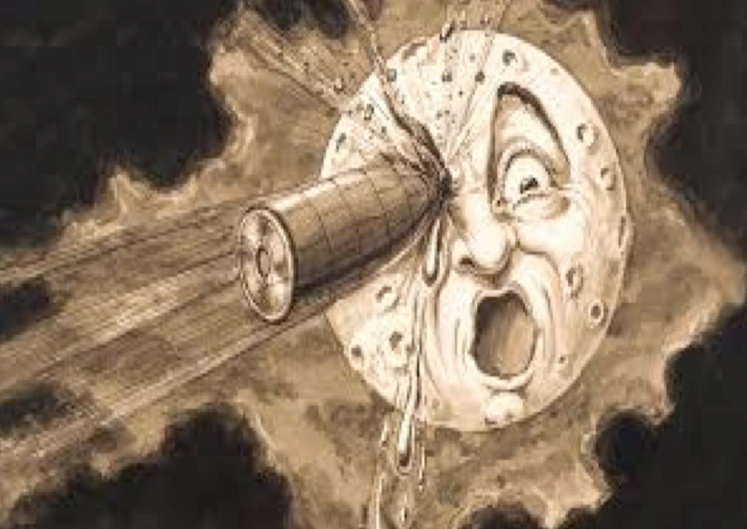 picture of moon getting shot in the eye with a bullet
