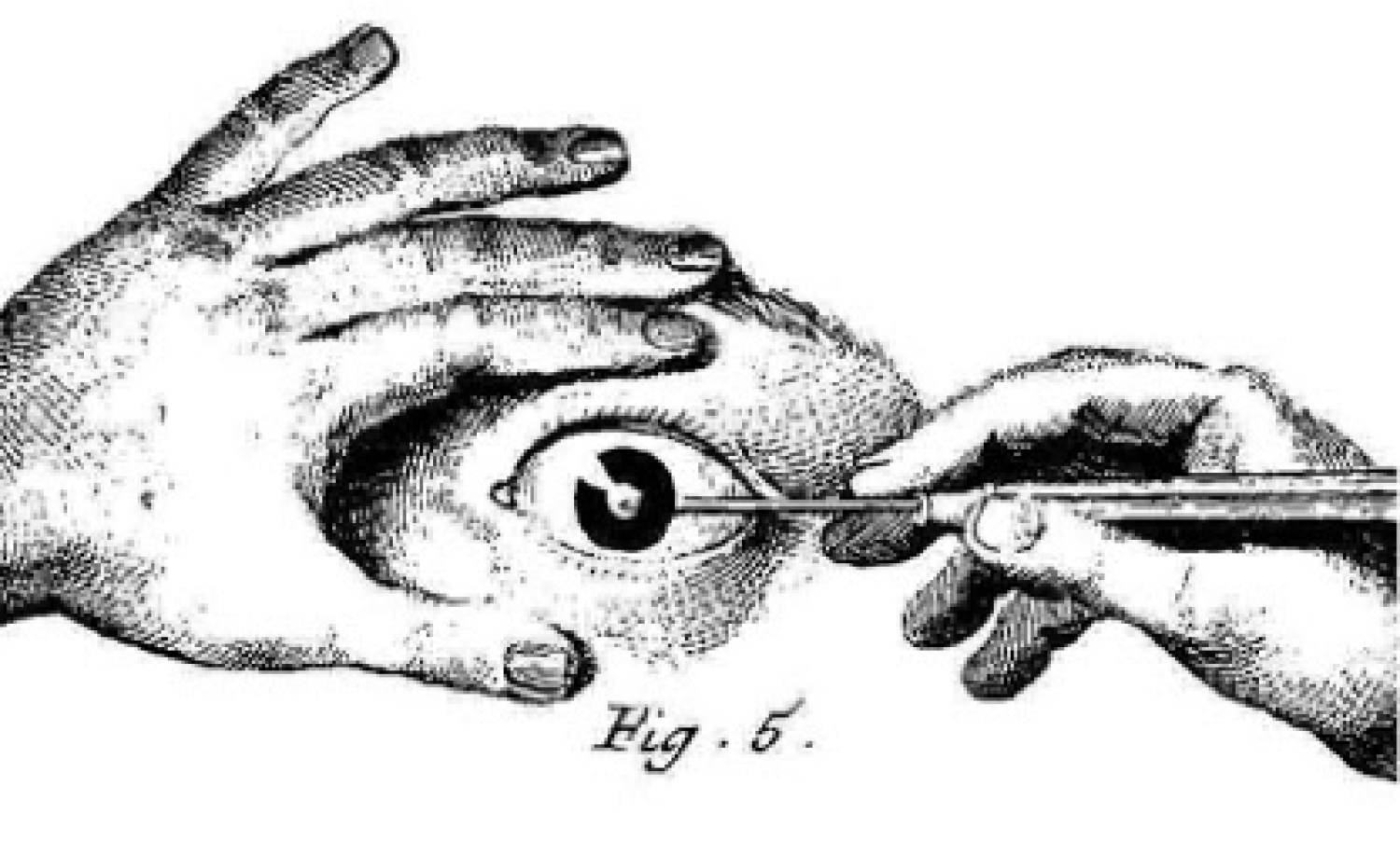 Drawing of a hand painting an eye