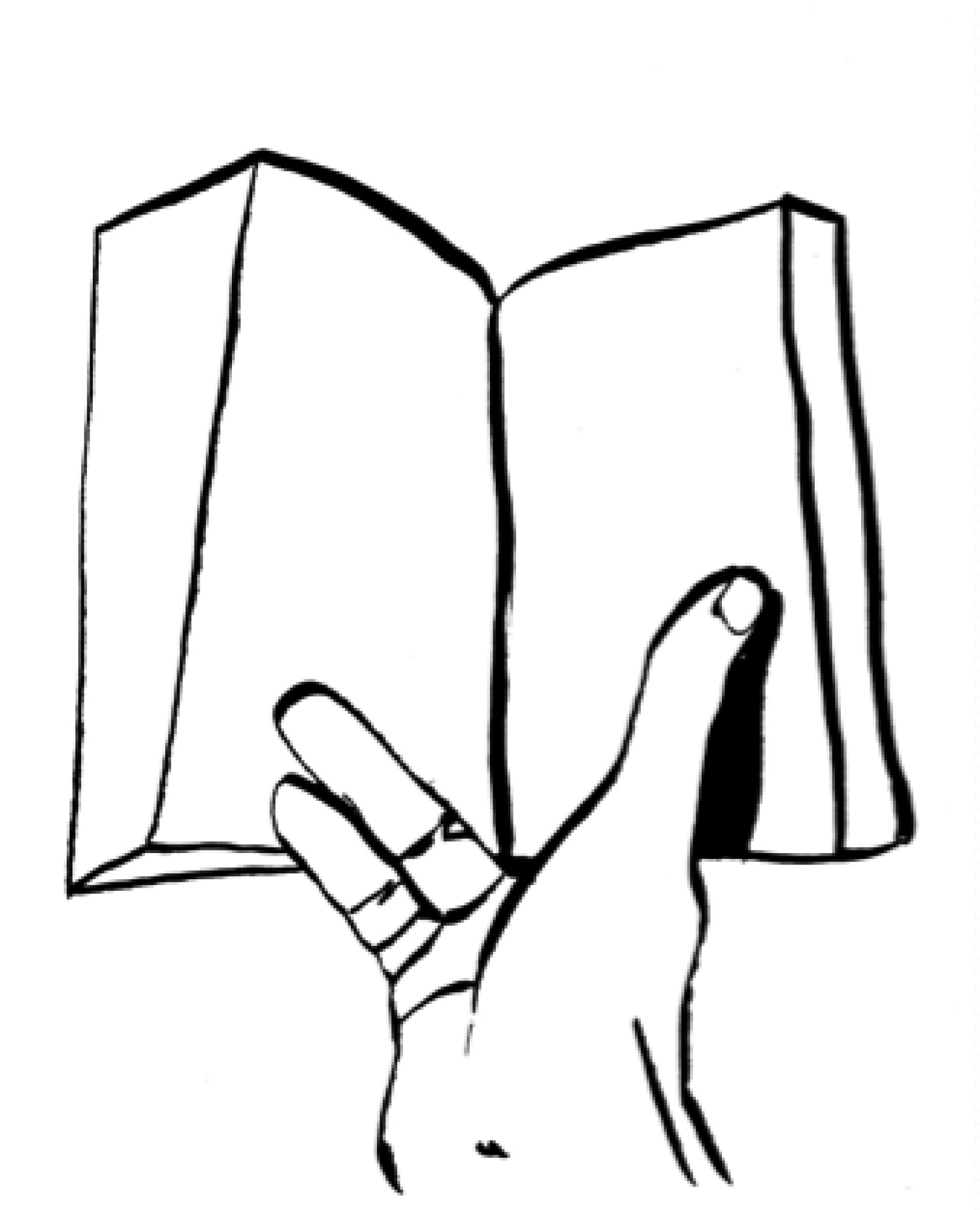 Drawing of a hand and a book