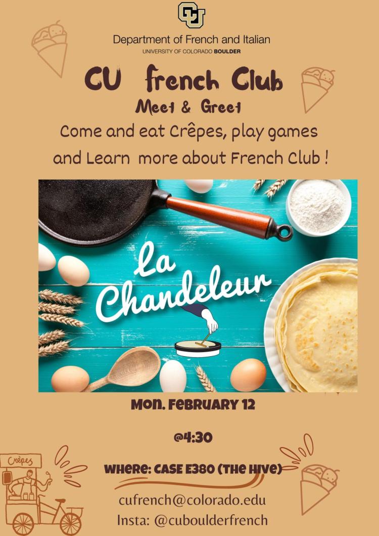 French Club flyer with information listed above