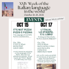 A flyer created to feature two Italian events during Week of the Italian language. Please read details below.