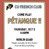 Flyer for French Club's Pétanque game