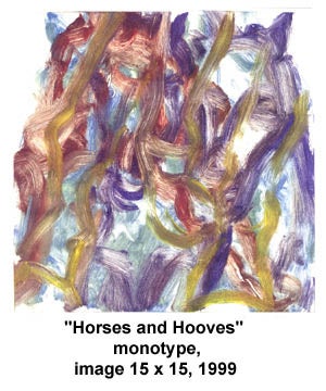 "Horses and Hooves" monotype, image 15 x 15, 1999