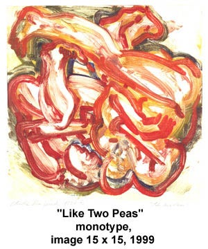 "Like Two Peas" monotype, image 15 x 15, 1999