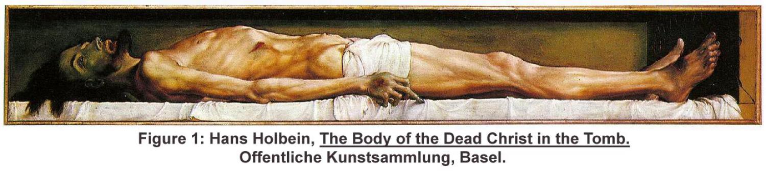 Figure 1: Hans Holbein, The Body of the Dead Christ in the Tomb. Offentliche Kunstsammlung, Basel.