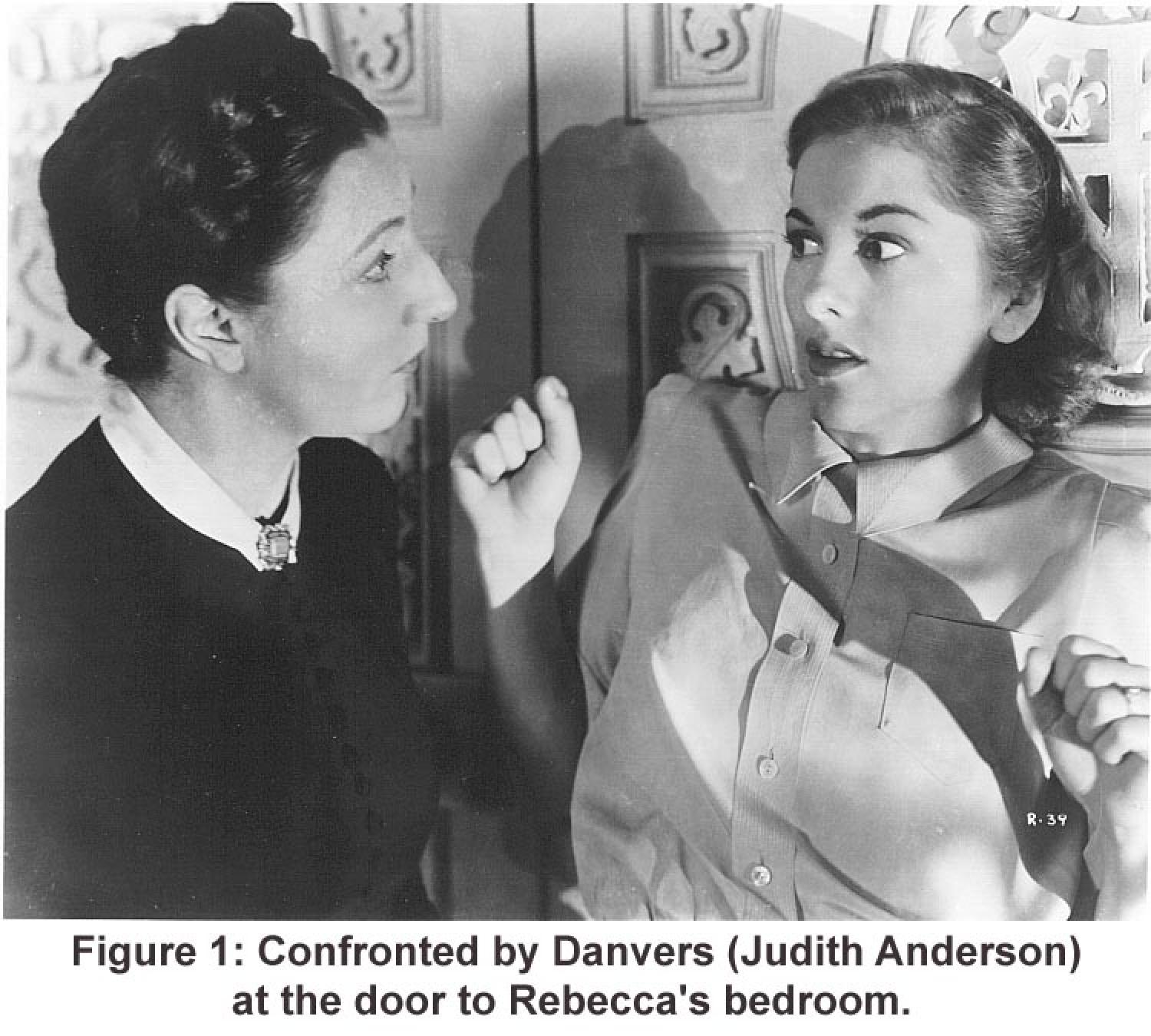Figure 1: Confronted by Danvers (Judith Anderson) at the door to Rebecca's bedroom.
