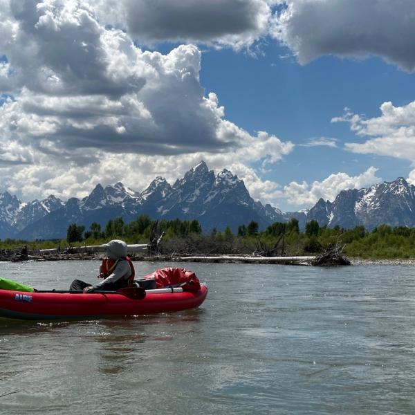 Floating on the Snake River in Grand Teton National Park between sample collection sites.