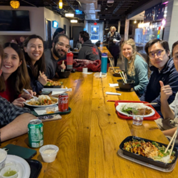 GeoHAI lab members enjoying group lunch on the Hill.