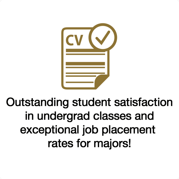 Outstanding sutdent satisfaction in undergrad classes and exceptional job placement rates for majors!