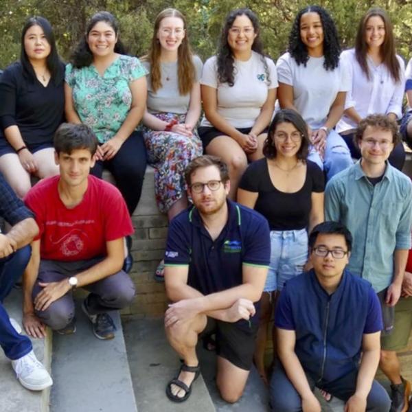 Fall 2022 Graduate Student Group Photo - Back row: Millie Spenser, Priscilla (Pris) Corbett, Drolma Gadou, Briana Prado, Emma Barrett, Denise Mondragon, Mia Murray, Taylor O’Brien, Nathan Korinek, Ethan Carr; Middle row: Alaric Kothapally, Michele Lissoni, Aja Procita, Nic Tarasewicz, Patrick (Pat) Saylor, Isaiah Lyons-Galante; Front row: Sam Fixler, Jiacheng (Raymond) Zhou; Insert: Jill Adler Grano