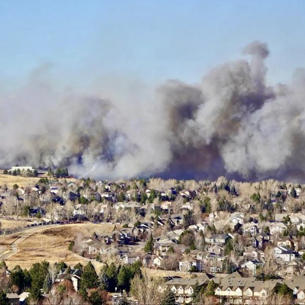 Wildfire smoke over neighborhood