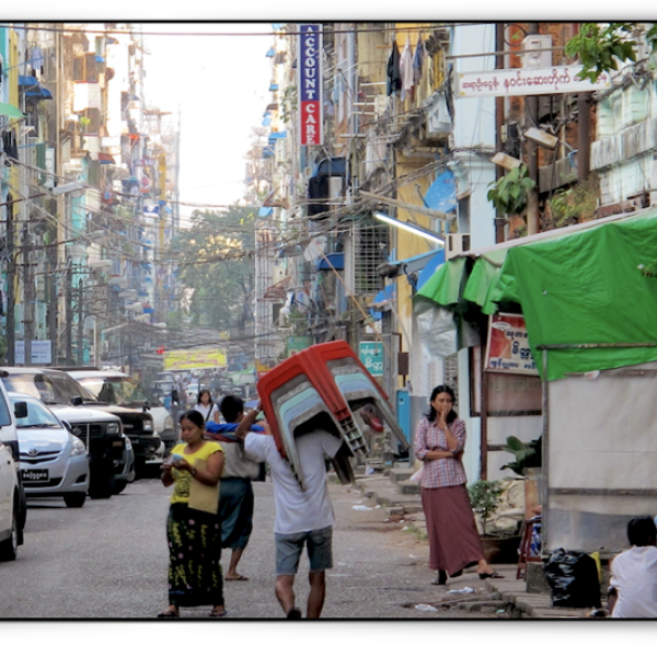 Busy city street in Asia