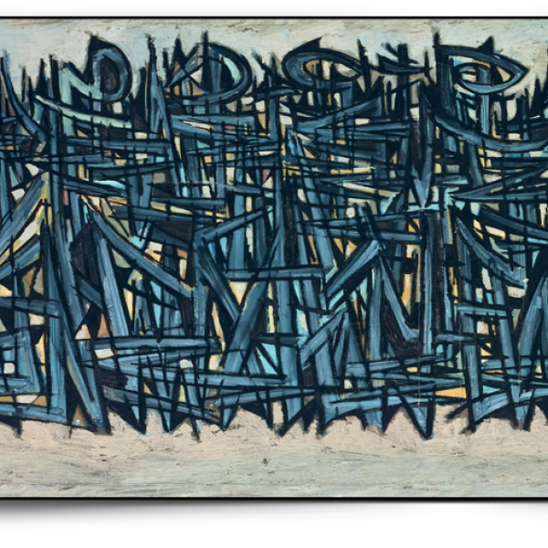 Modern artwork of cross-hatched lines