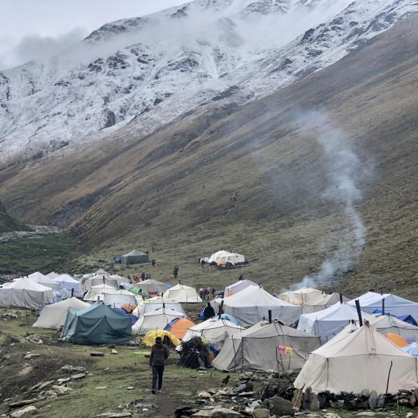 Tents in mountains