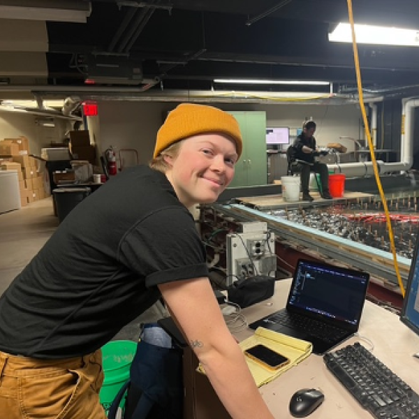 Josie Welsh monitoring the physical experiment