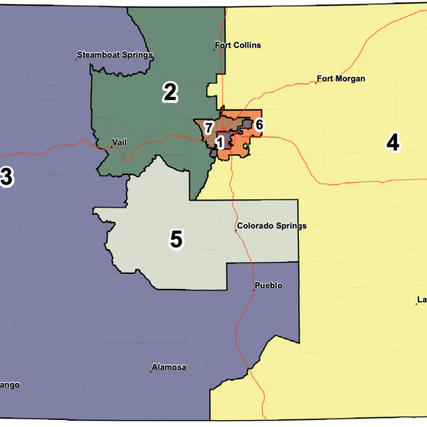 Colorado map showing redistricting