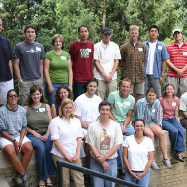Fall 2005 Graduate Students Group Photo - Back Row: Ted Holland, Kevin Sampson, Susan Riggins, Pakorn Petchprayoon, Kenneth Hill, Travis Klingberg, Atsuhiro Muto, Christopher Helm Middle Row: Lisa Ballagh, Joni Palmer, Julie Malmberg, Alisa Zlotoff, Bryan Jones, Nick Sitko, Molly Holmberg, Kristen Kaczynski, Kevin Krasnow Front Row: Robin Keith, Tom Dickinson, Karin McShea Not Pictured: Benson Wilder