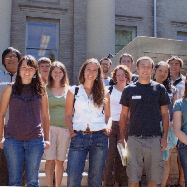 Fall 2008 Graduate Students Group Photo - Back Row: Jordan Parman, Andy Bock, Galen Maclaurin, Preston Cumming, Rory Cowie Middle Row: Sitthisak Moukomia, Rebecca Purse, Heather McIntyre, Jessie Hong, Jen Petrzelka, Cole Akeson Front Row: Kendle Wade, Jen Dinaburg, Brian Butterworth, Natalie Koch, Cary Kandel