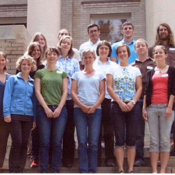 Fall 2009 Graduate Students Group Photo - Back Row: Kristin Gangwer, Mason Auger, Grant Garstka, Connor Sheehan, Tony Krupicka. Middle Row: Julia Hicks, Petra Norlund, Jeana Lee, Nate Martin. Front Row: Jennifer Bartmess, Amanda kass, Amy Schubert, Beth Croucher, Julia Uhlendorf, Sarah Hart. Not pictured: Adrienne Kroepsch.