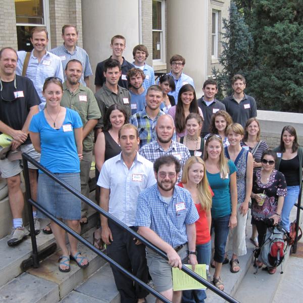 Fall 2010 Graduate Students Group Photo - Back Row: Josh Rodd, Matt Goslin, Chris Jochem, Chris Amante, Patrick Kelly 4th Row: Glenn Grant, Cameron Naficy, Ben Braden, Scott Anderson, Mahsa, Moussavi 3rd Row: Anya Byers, Lindsay Skog, Mike MacFerrin, Danielle Perrot, Mike Gleason, Austin Cowley 2nd Row: Ian Rowen, Eric Reiff, Meagan Todd, Leah Meromy, Kathryn Hamm Front Row: Sam Smith, Allison Hurley, Mary Oppold, Morgan Zeliff, Sigrid Huenchunir, Monica Rother