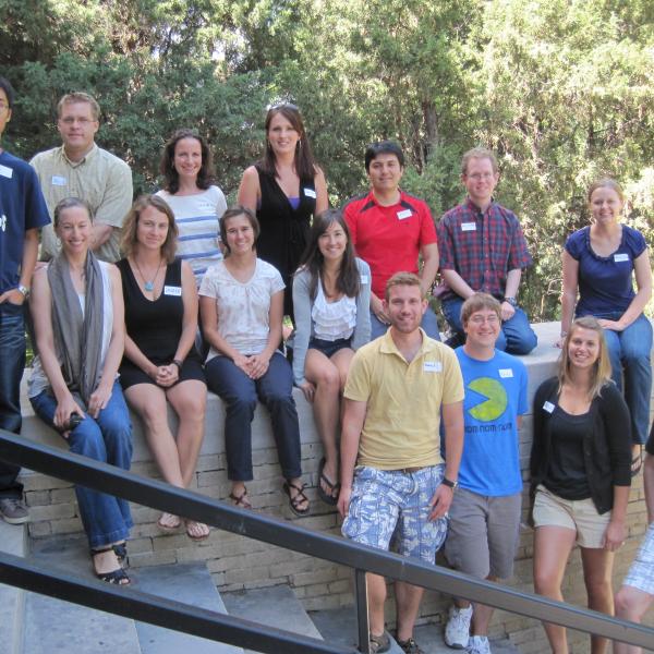 Fall 2011 Graduate Students Group Photo - Back Row: Alex Stum, Caitlin Ryan, Jamie Humphrey, Claudio Alvarez, Meredith DeBoom Middle Row: Elizabeth Wharton, Lauren Gifford, Alana Wilson, Ahn Lee Front Row: Dominik Schneider, Andy Stauffer, Katya Hafich, Chandler Griffith