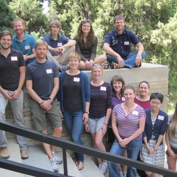 Fall 2012 Graduate Students Group Photo - Back Row: Ashley Rumble, Galen Murton, Alex Crawford, Katie Clifford, Joel Correia Front Row: Eric Lovell, Dan Getman, Kaitlin Fertaly, Maggie Burns, Sarah Tynen, Toni Rosati, Sue Green, Yang Yang, Hallie Adams