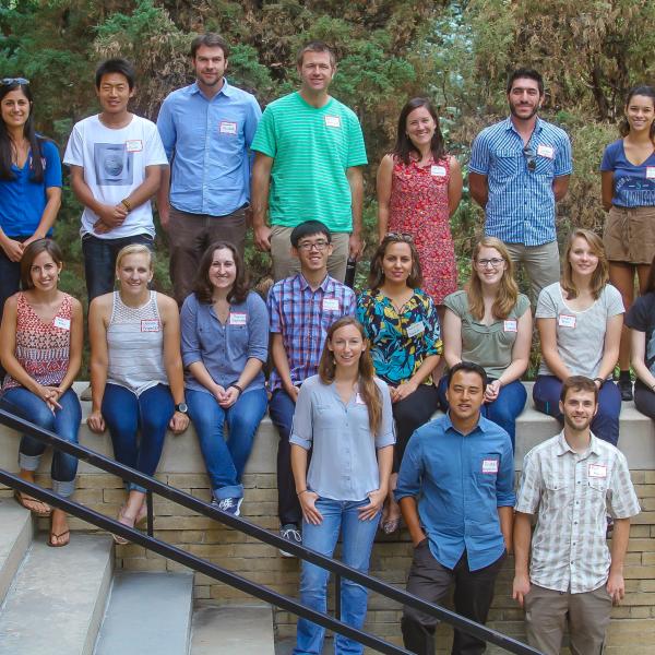 Fall 2015 Graduate Students Group Photo - Back row: Johannes Uhl, Brittany Johnson, Dorge Tashi, Brendan Buzzard, Adam Mahoud, Julia Guarino, Salam Hindawi, Rachel Chai Middle row: Alex Eddy, Jessica Bobeck, Sara Crepinsek, Kevin Mason, Sepideh Dadashi, Erika Schreiber, Sidney Bush, Becky Davies Front row: Tasha Snow, Rupak Shrestha, Kyle Rodman