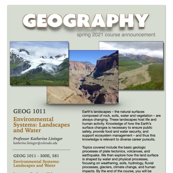 GEOG 1011 Course Flyer for Spring 2021