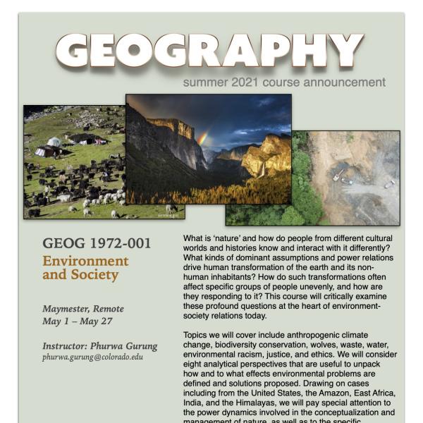 GEOG 1972 Course Flyer for Summer 2021