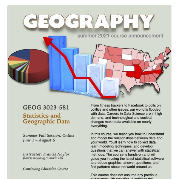 GEOG 3023 Course Flyer for Summer 2021