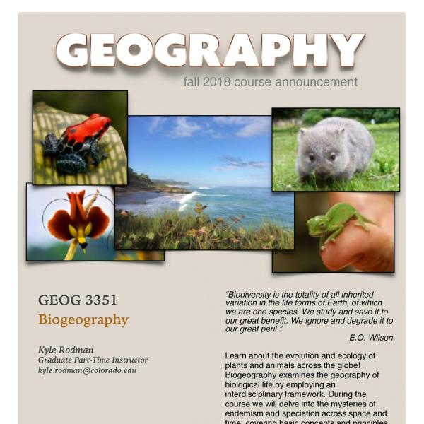 GEOG 3351 Course Flyer for Fall 2018