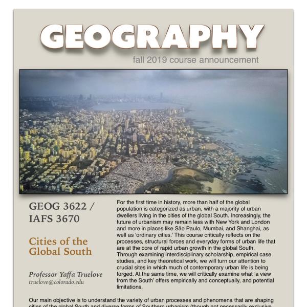 GEOG 3622 Course Announcement for Fall 2019