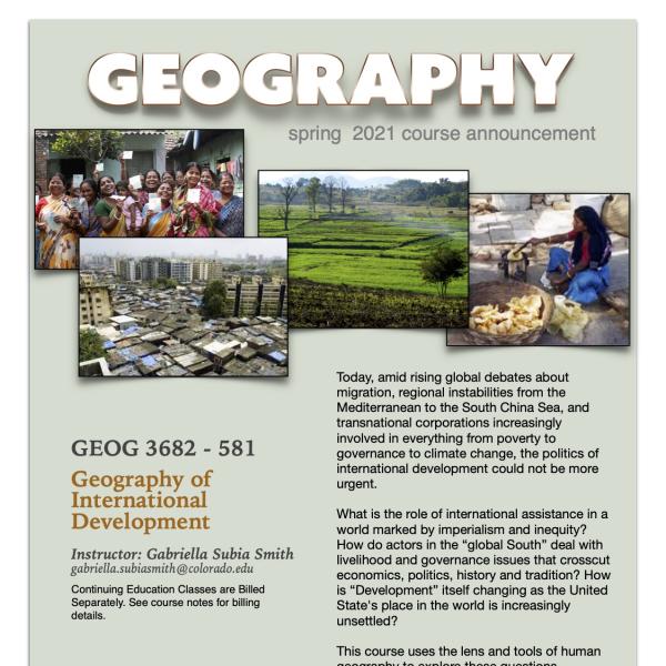 GEOG 3682 Course Flyer for Spring 2021