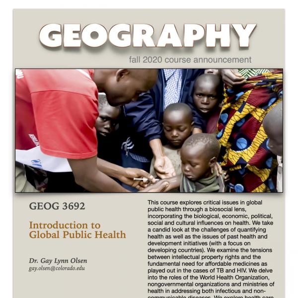 GEOG 3692 Course Flyer for Fall 2020