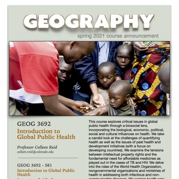 GEOG 3692 Course Flyer for Spring 2021