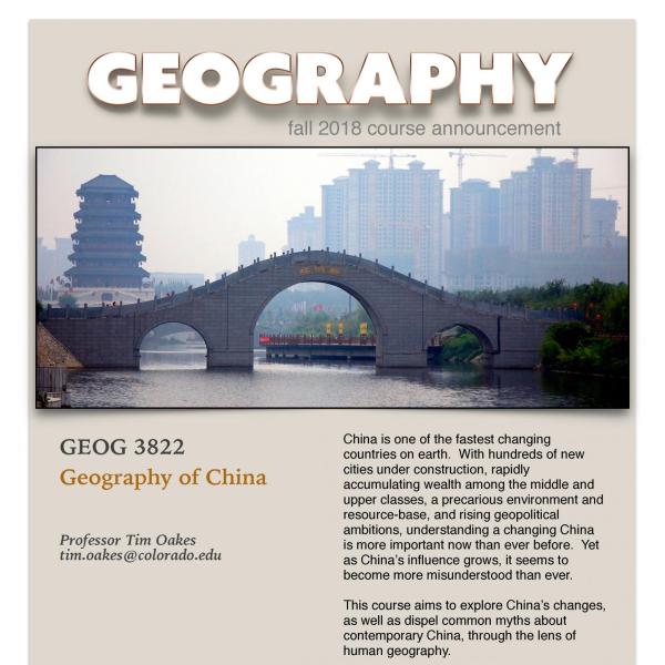 GEOG 3822 Course Flyer for Fall 2018