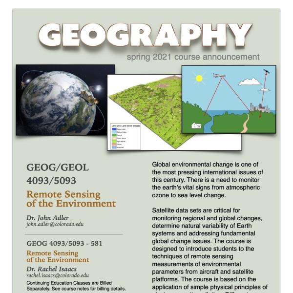 GEOG 4093 Course Flyer for Spring 2021