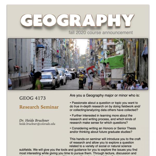 GEOG 4173 Course Flyer for Fall 2020