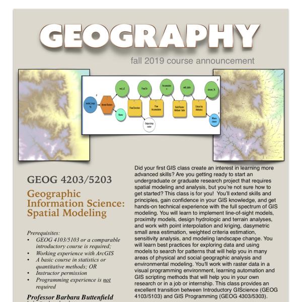 GEOG 4203-5203 Course Announcement for Fall 2019