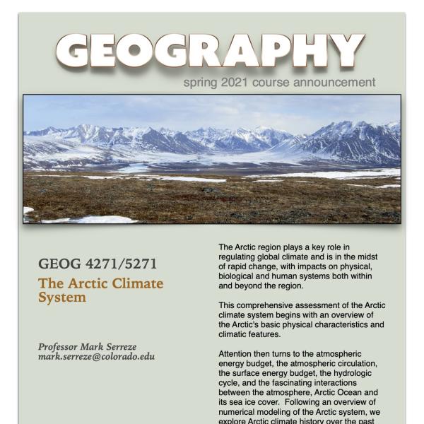 GEOG 4271/5271 Course Flyer for Spring 2021