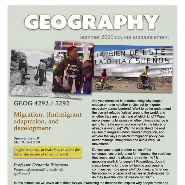 GEOG 4292 Course Flyer for Summer 2020