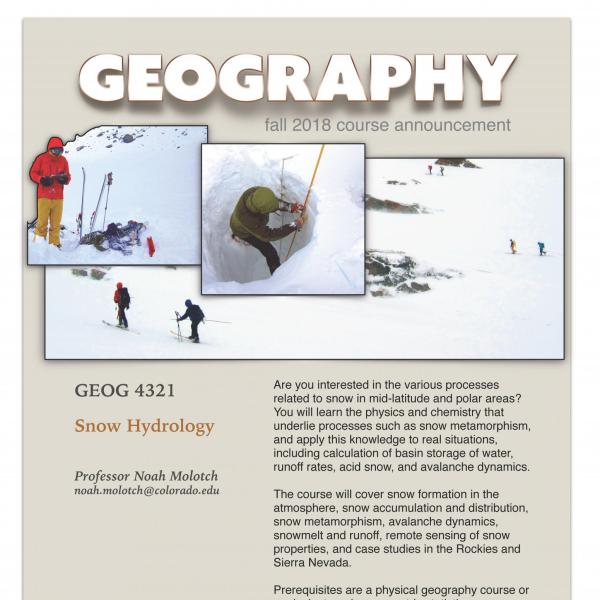 GEOG 4321 Course Flyer for Fall 2018