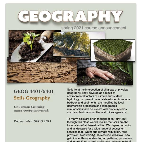 GEOG 4401/5401 Course Flyer for Spring 2021