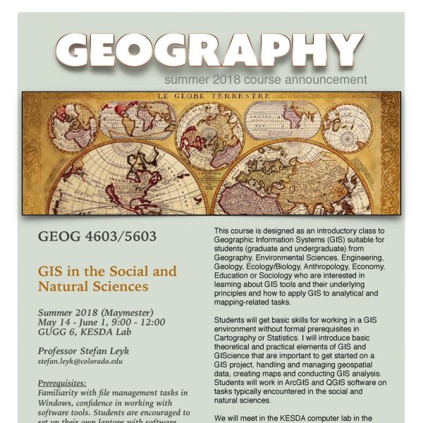 GEOG 4603/5603 Course Flyer - Summer 2018