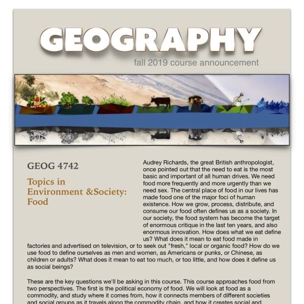 GEOG 4742 Course Announcement for Fall 2019