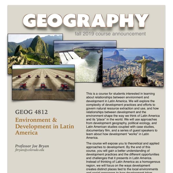 GEOG 4812 Course Announcement for Fall 2019