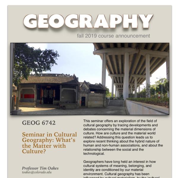 GEOG 6742 Course Announcement for Fall 2019
