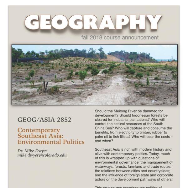 GEOG/ASIA 2852 Course Flyer for Fall 2018