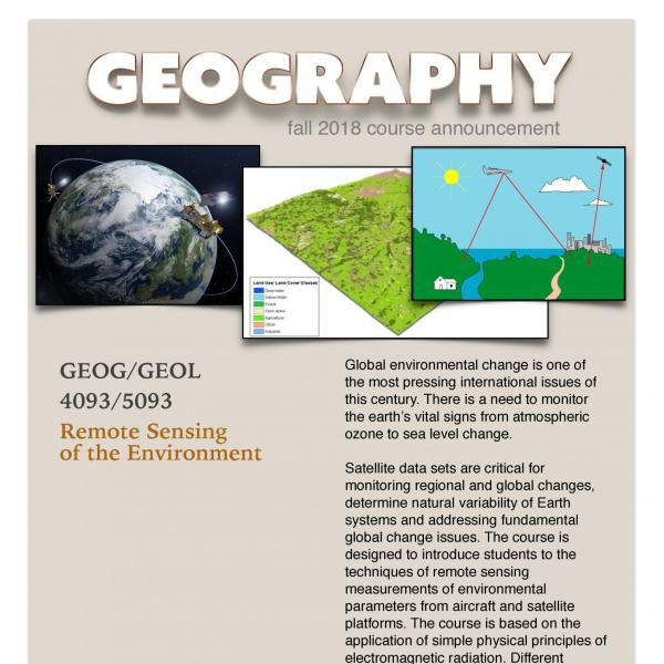 GEOG/GEOL 4093/5093 Course Flyer for Fall 2018