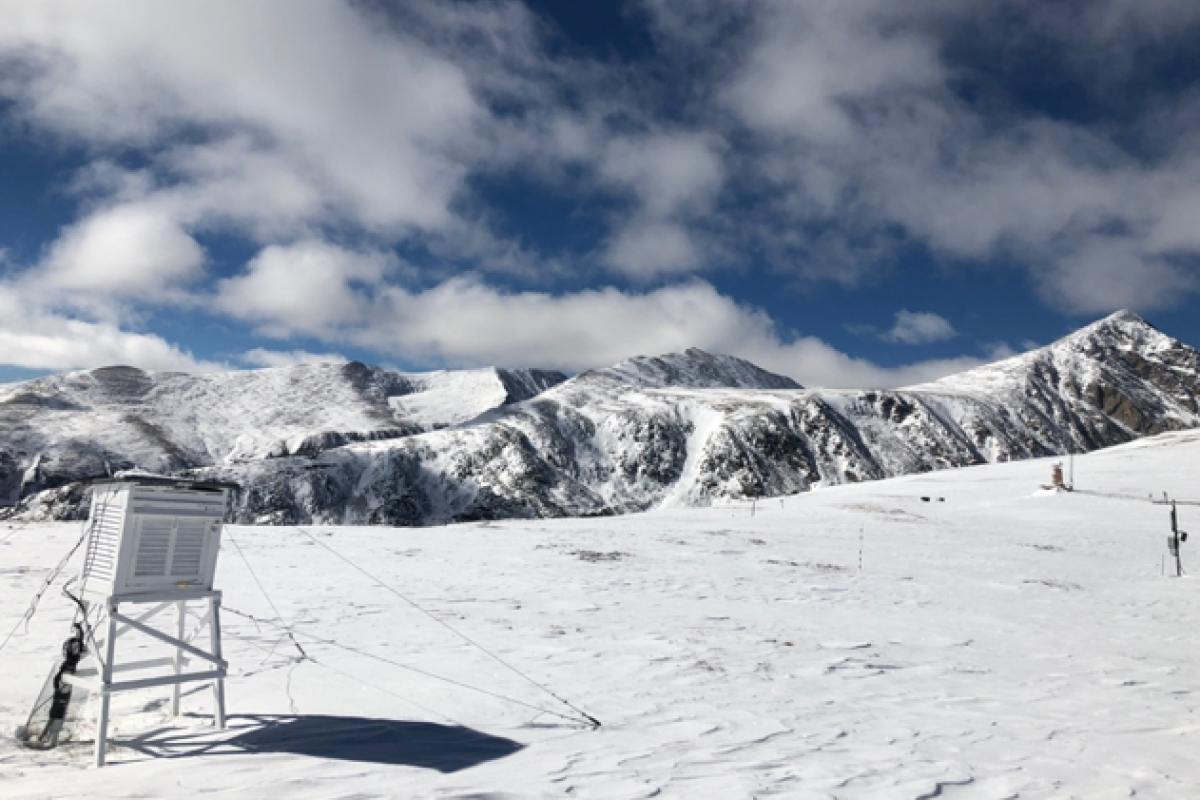 Snow covered mountain scene